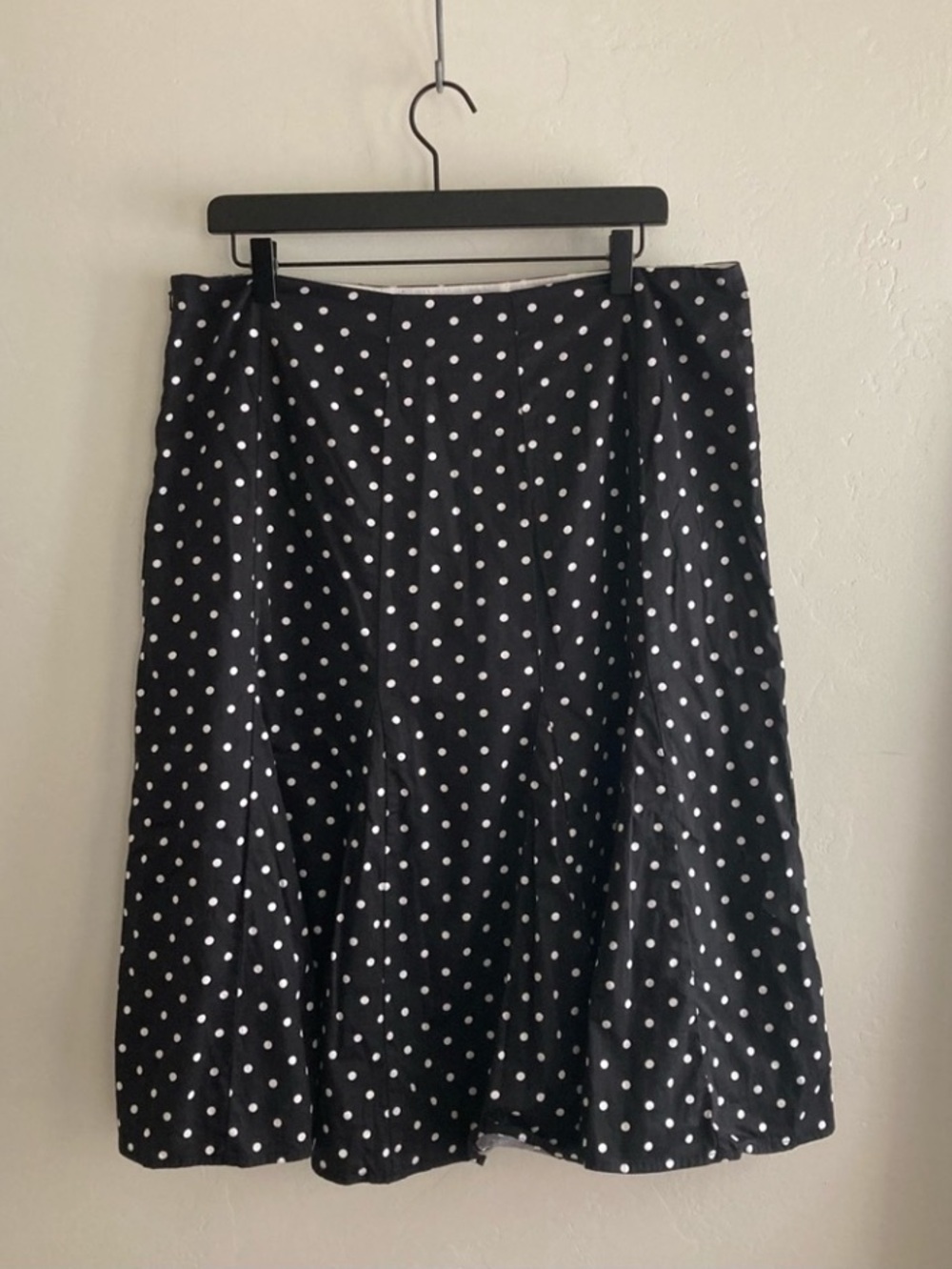 Charter Club Black Skirt with White Polka Dots Cotton, Sz 8